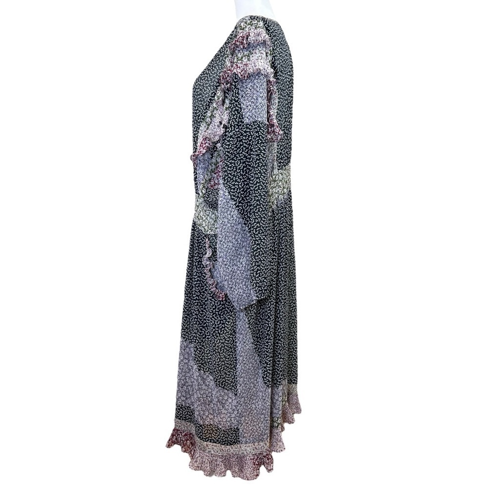 Diane Freis, Women’s Vintage Floral Midi Dress, Ruffle, Black One-Size / X-Large - Picture 11 of 17